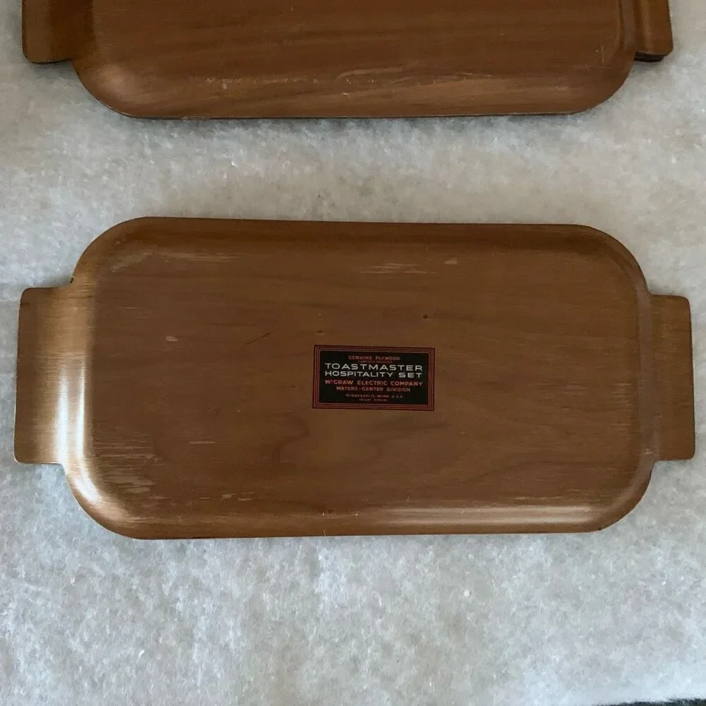 4 Toastmaster Hospitality Set Trays McGraw Electric Co. Mid Century Wood USA